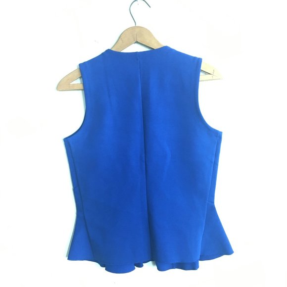 J Crew Top M Structured Flutter Hem, Royal Blue - Picture 6 of 7